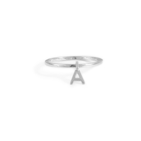 Silver ring with the letter A