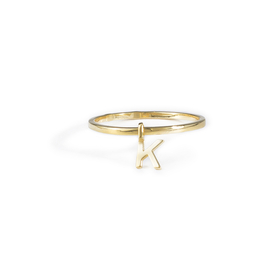 Gold-plated silver ring with the letter K