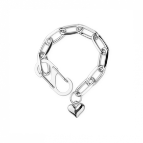 Silver-tone chain bracelet with heart pendant