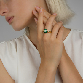 Gold-plated silver ring with malachite