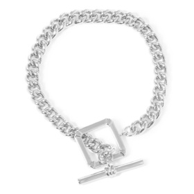 Silver chain bracelet with square lock