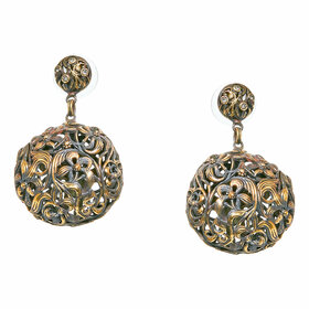 Gold-plated flower earrings with cubic zirconia