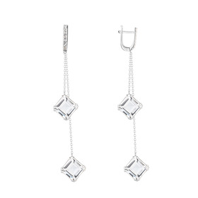 Silver Serene double earrings with rock crystal and cubic zirconia