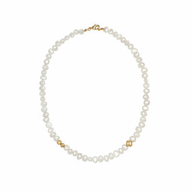 Gold-plated Pearl Necklace Blanc