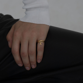 Gold-plated silver ring with the letter A