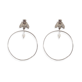 nickel silver hoop earrings with flies