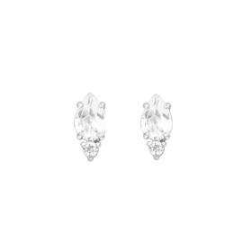 Silver stud earrings with white topaz