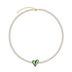 Love Pearl necklace with crystal heart