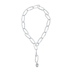 white bronze-plated chain necklace with serpent