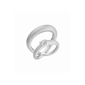 white bronze-plated serpent ring