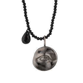 black ruthenium-plated locket with spinel straight in the eye