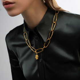 Gold-plated chain necklace with SERPENT snake