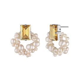 Earrings with crystals and pearls Step Cut Pearl