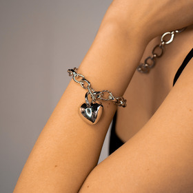Silver Chain Bracelet with Heart pendant