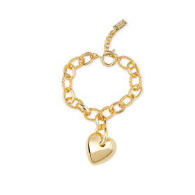 gold-tone chain bracelet with heart pendant