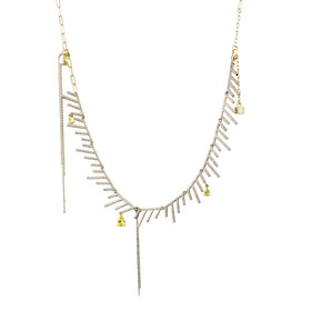 Gold-plated necklace with chains and lemon cubic zirconia