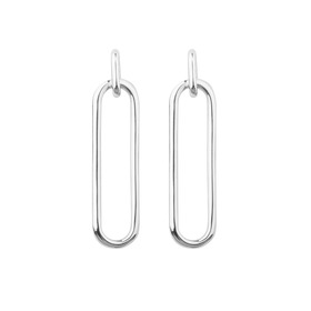 silver-plated oval earrings