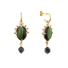 Gold-plated earrings with green tiger eye