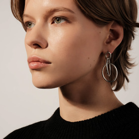 Patxi Earrings with Double Rings, silver plated
