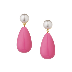 Gold-plated silver earrings with pink enamel and pearls