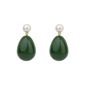 small gold-plated silver earrings with emerald enamel