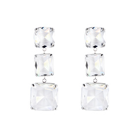 Triple earrings with large crystals