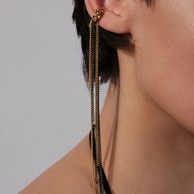Gold-plated Flow Black cuff with thin chains