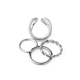 Set of silver-tone rings
