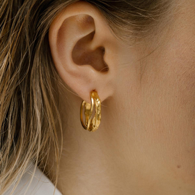 Gold-plated double hoop earrings