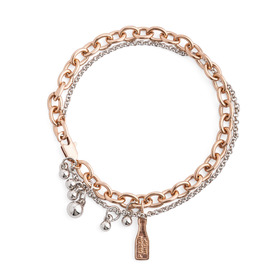 Special collection of Chandon x Poison Drop. Chain bracelet with pink gold pendants