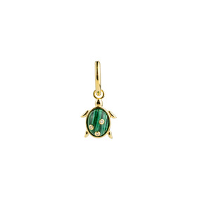 gold-plated silver mono-earring turtle with malachite and crystals