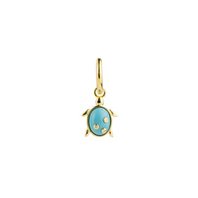 gold-plated silver mono-earring turtle with turquoise and crystals