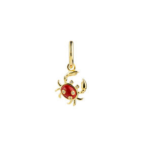 gold-plated silver mono-earring crab with coral and crystals