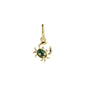 Gold-plated silver mono-earring cfb with malachite and crystals