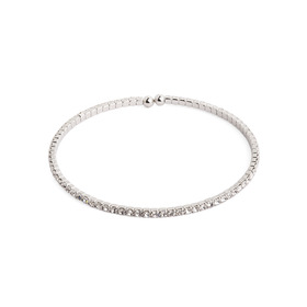Silver bracelet with transparent crystals