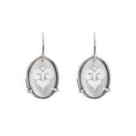 Vintage-style silver earrings with engraved glass intaglio