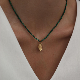 malachite necklace with medallion