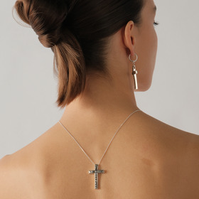 “my body my business” black silver cross pendant with chain