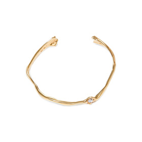 Brass bracelet with colorless cubic zirconia