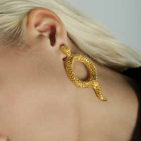 Gold-plated Snake Ring Earrings