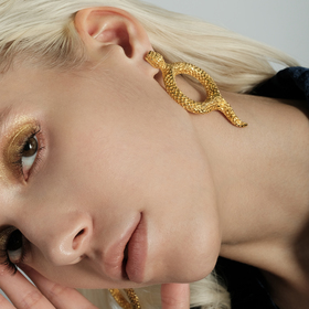 Gold-plated Snake Ring Earrings
