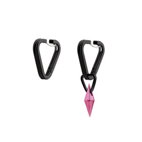silver hoops coated with black nanoceramic, with a Power crystal pendant