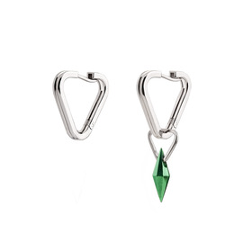 palladium-plated silver hoops with a power crystal pendant
