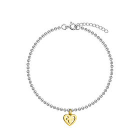 bicolor silver bracelet with a heart pendant