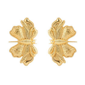 Gold-plated large butterfly earrings