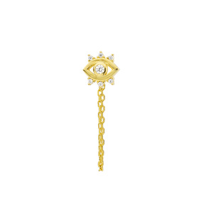 gold-plated eye mono-earring with chains