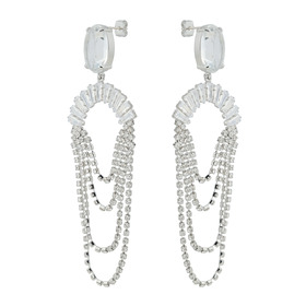 Long chandelier earrings with glass inserts