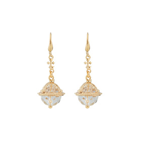 Gold-plated earrings with round crystals
