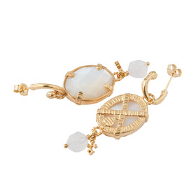 Gold-plated earrings with white mother-of-pearl inserts