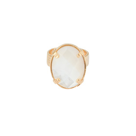 Gold-plated ring with a large white onyx